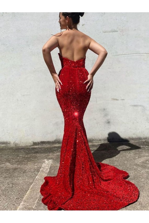 Sweetheart Velvet Sequin Sleeveless Burgundy Prom Dress / Evening Gown Edinburgh
