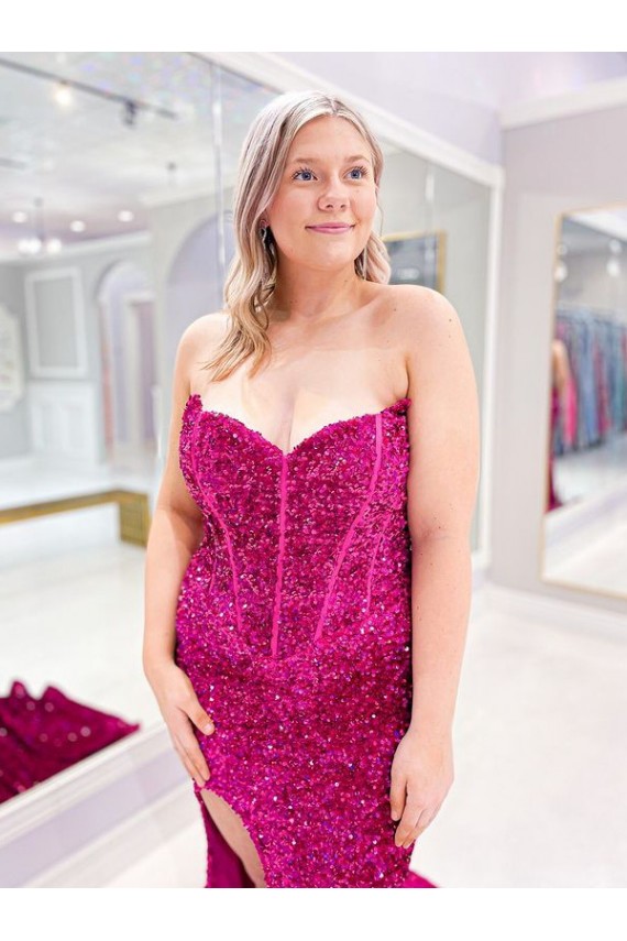 Sweetheart Velvet Sequin Sleeveless Evening Dress Edinburgh