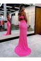 V-Neck Velvet Sequin Sleeveless Long Sweep Train Evening Dress Edinburgh