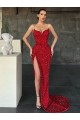 V-Neck Velvet Sequin Sleeveless Red Evening Gown / Prom Dress Edinburgh