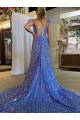 V-Neck Velvet Sequin Sleeveless Prom Dress / Evening Dress Edinburgh