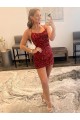 Spaghetti Straps Velvet Sequin Sleeveless Burgundy Prom Dress / Evening Gown Edinburgh