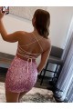 Spaghetti Straps Velvet Sequin Sleeveless Hot Pink Evening Dress Edinburgh