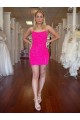 Spaghetti Straps Velvet Sequin Sleeveless Fuchsia Prom Dress Edinburgh