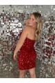 Sweetheart Velvet Sequin Sleeveless Burgundy Prom Dress Edinburgh