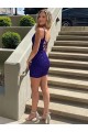 V-Neck Velvet Sequin Sleeveless Royal Blue Prom Dress Edinburgh