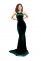 High Neck Stretch Velvet Sleeveless Low Back Dark Green Formal Evening Gown / Prom Dress / Bridesmaid Dress Edinburgh
