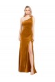 One Shoulder Stretch Velvet Sleeveless Gold Formal Evening Gown / Prom Dress / Bridesmaid Dress Edinburgh
