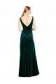V-Neck Stretch Velvet Sleeveless V-Back Dark Green Black Tie Evening Dress / Prom Dress / Bridesmaid Dress Edinburgh