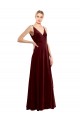 V-Neck Stretch Velvet Sleeveless V-Back Burgundy Bridesmaid Dress / Evening Dress Edinburgh