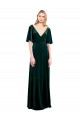 V-Neck Stretch Velvet Flutter Sleeves V-Back Dark Green Prom Dress / Bridesmaid Dress Edinburgh