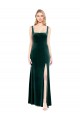 Square Neck Stretch Velvet Sleeveless Dark Green Prom Dress / Bridesmaid Dress Edinburgh