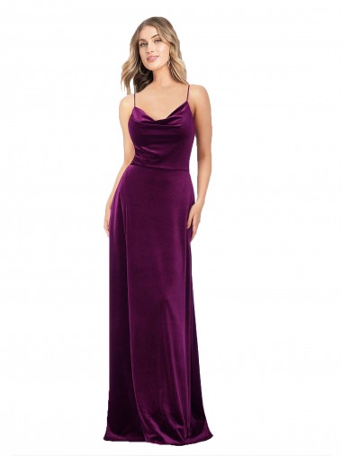 Scoop Neck Stretch Velvet Sleeveless Criss Cross Back Grape Formal Evening Gown / Prom Dress / Bridesmaid Dress Edinburgh
