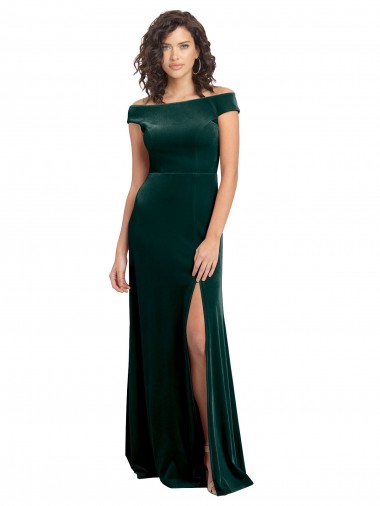 Square Neck Stretch Velvet Cap Sleeves Dark Green Formal Evening Gown / Prom Dress / Bridesmaid Dress Edinburgh