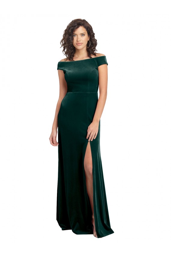 Square Neck Stretch Velvet Cap Sleeves Dark Green Formal Evening Gown / Prom Dress / Bridesmaid Dress Edinburgh