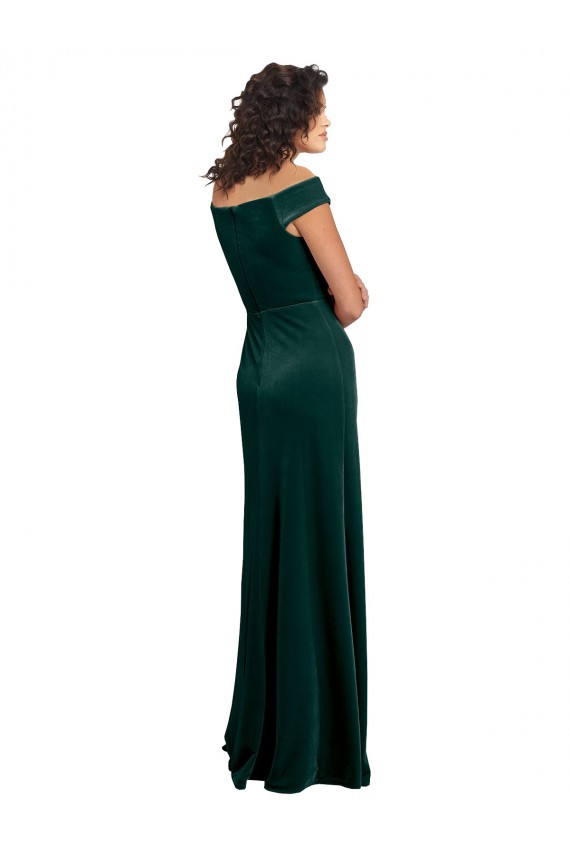 Square Neck Stretch Velvet Cap Sleeves Dark Green Formal Evening Gown / Prom Dress / Bridesmaid Dress Edinburgh