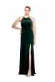 Spaghetti Straps Stretch Velvet Sleeveless Keyhole Back Dark Green Prom Dress / Bridesmaid Dress Edinburgh