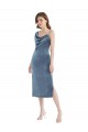 One Shoulder Stretch Velvet Sleeveless Dusty Blue Semi Formal Evening Dress / Prom Dress / Bridesmaid Dress Edinburgh
