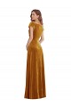 V-Neck Stretch Velvet Cap Sleeves Gold Formal Evening Gown / Prom Dress / Bridesmaid Dress Edinburgh