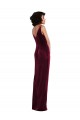 V-Neck Stretch Velvet Sleeveless Burgundy Semi Formal Evening Dress / Prom Dress / Bridesmaid Dress Edinburgh
