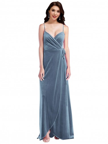Sweetheart Stretch Velvet Sleeveless Low Back Dusty Blue Semi Formal Evening Dress / Prom Dress / Bridesmaid Dress Edinburgh