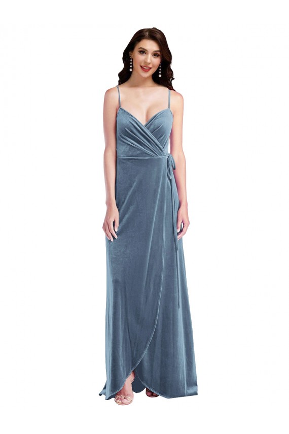 Sweetheart Stretch Velvet Sleeveless Low Back Dusty Blue Semi Formal Evening Dress / Prom Dress / Bridesmaid Dress Edinburgh