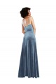 Cowl Neck Stretch Velvet Sleeveless Criss Cross Open Back Dusty Blue Semi Formal Evening Dress / Prom Dress / Bridesmaid Dress Edinburgh