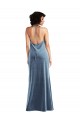 Cowl Neck Stretch Velvet Sleeveless V-Back Dusty Blue Bridesmaid Dress / Evening Dress Edinburgh