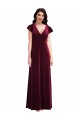 V-Neck Stretch Velvet Flutter Sleeves Burgundy Semi Formal Evening Dress / Prom Dress / Bridesmaid Dress Edinburgh