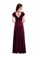 V-Neck Stretch Velvet Flutter Sleeves Burgundy Semi Formal Evening Dress / Prom Dress / Bridesmaid Dress Edinburgh