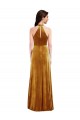Halter Neck Stretch Velvet Sleeveless Keyhole Back Gold Semi Formal Evening Dress / Prom Dress / Bridesmaid Dress Edinburgh