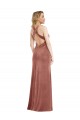 V-Neck Stretch Velvet Sleeveless Criss Cross Open Back Cinnamon Rose Bridesmaid Dress / Evening Dress Edinburgh
