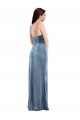 Spaghetti Straps Stretch Velvet Sleeveless Low Back Dusty Blue Formal Evening Gown / Prom Dress / Bridesmaid Dress Edinburgh