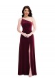One Shoulder Stretch Velvet Sleeveless Burgundy Black Tie Evening Dress / Prom Dress / Bridesmaid Dress Edinburgh