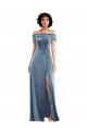 Off the Shoulder Stretch Velvet Sleeveless Dusty Blue Semi Formal Evening Dress / Prom Dress / Bridesmaid Dress Edinburgh