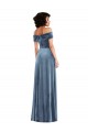 Off the Shoulder Stretch Velvet Sleeveless Dusty Blue Semi Formal Evening Dress / Prom Dress / Bridesmaid Dress Edinburgh