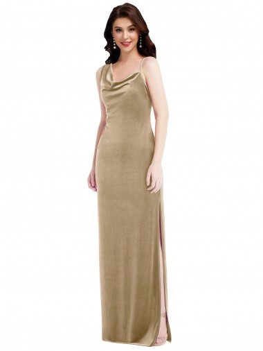 One Shoulder Stretch Velvet Sleeveless Champagne Black Tie Evening Gown / Prom Dress / Bridesmaid Dress Edinburgh