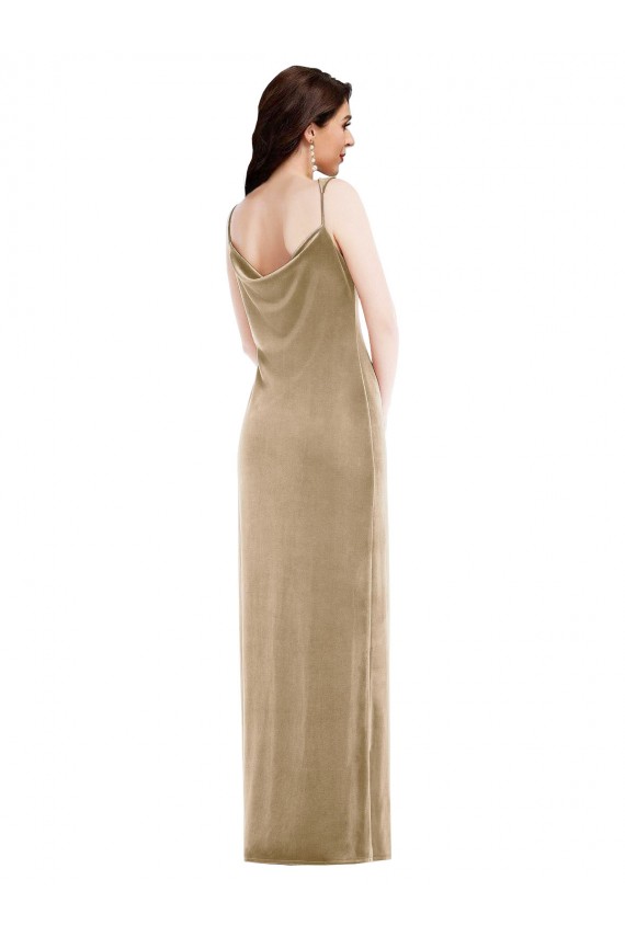 One Shoulder Stretch Velvet Sleeveless Champagne Black Tie Evening Gown / Prom Dress / Bridesmaid Dress Edinburgh