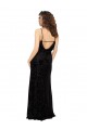 V-Neck Floral Velvet & Stretch Velvet Sleeveless Open Back Black Bridesmaid Dress Edinburgh