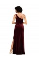 One Shoulder Stretch Velvet Sleeveless Burgundy Formal Evening Gown / Prom Dress / Bridesmaid Dress Edinburgh