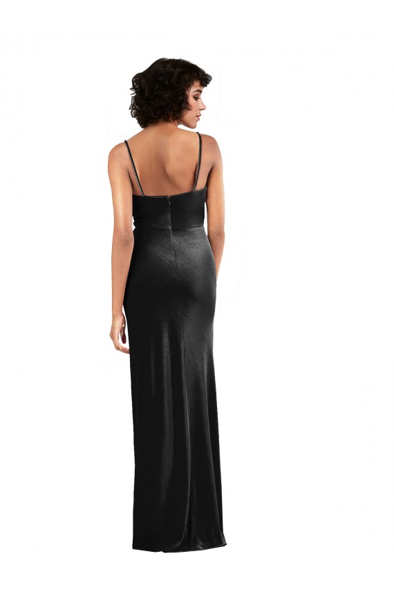 Cowl Neck Stretch Velvet Sleeveless Low Back Black Black Tie Evening Gown / Prom Dress / Bridesmaid Dress Edinburgh