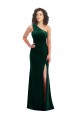 One Shoulder Stretch Velvet Sleeveless Dark Green Black Tie Prom Dress / Bridesmaid Dress Edinburgh