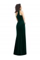 One Shoulder Stretch Velvet Sleeveless Dark Green Black Tie Prom Dress / Bridesmaid Dress Edinburgh