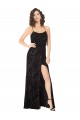 Spaghetti Straps Floral Velvet & Stretch Velvet Sleeveless Criss Cross Back Black Bridesmaid Dress Edinburgh