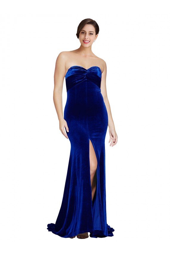 Sweetheart Stretch Velvet Sleeveless Low Back Royal Blue Formal Evening Gown / Prom Dress / Bridesmaid Dress Edinburgh
