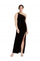 One Shoulder Stretch Velvet Sleeveless Black Formal Evening Gown / Prom Dress / Bridesmaid Dress Edinburgh