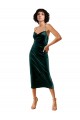 Spaghetti Straps Stretch Velvet Sleeveless Criss Cross Open Back Dark Green Formal Dress / Bridesmaid Dress Edinburgh