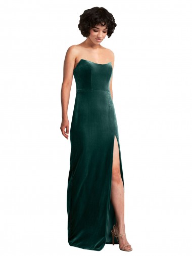 Strapless Stretch Velvet Sleeveless Low Back Dark Green Black Tie Evening Gown / Prom Dress / Bridesmaid Dress Edinburgh
