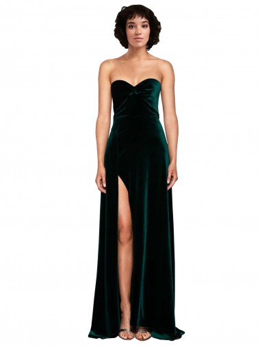 Sweetheart Stretch Velvet Sleeveless Low Back Dark Green Semi Formal Evening Dress / Prom Dress / Bridesmaid Dress Edinburgh