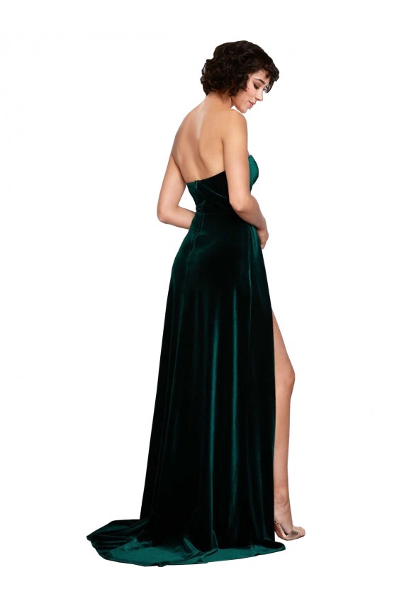 Sweetheart Stretch Velvet Sleeveless Low Back Dark Green Semi Formal Evening Dress / Prom Dress / Bridesmaid Dress Edinburgh